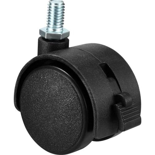 Uxcell Swivel Caster Wheels 1.5 Inch Nylon 360 Degree Rotate M8 x 13mm Threaded Stem Caster Wheel with Brake, 10 Pcs