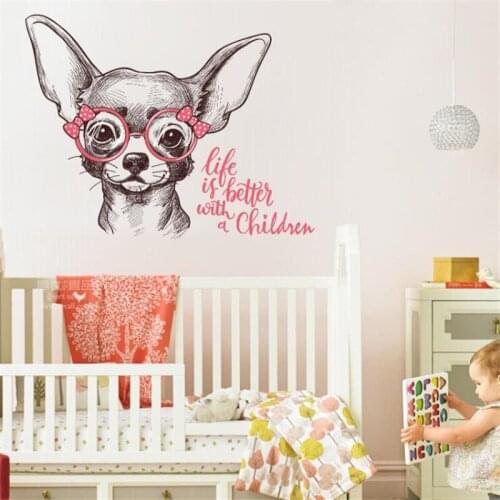 Vivid Big ear puppy wall sticker living room bedroom wall decoration minimalist style art mural wall stickers for kids rooms