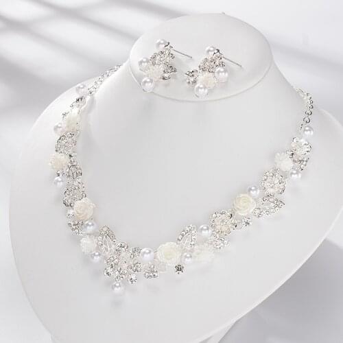 Jewelry Sets Pearl Necklace Stud Earrings Choker Pendant Romantic Wedding Engagement Accessories For Bridal Women Gifts TL159