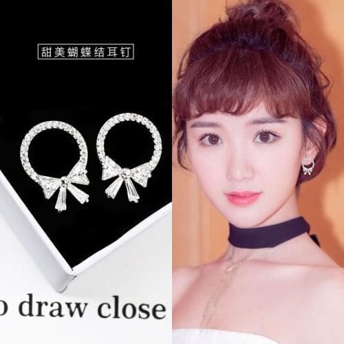 REETI 925 Sterling Silver Bowknot Stud Earrings For Women 2018 New Trend Personality Lady Fashion Jewelry