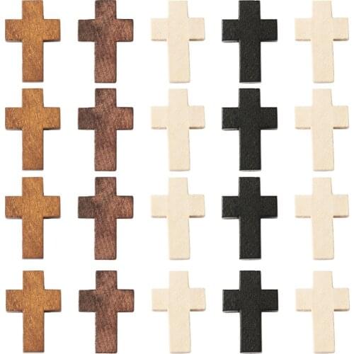 100pcs Wood Pendants Charms Cross Shape Jewelry Findings For Bracelet Necklace Pendant Earrings Making Mixed Color