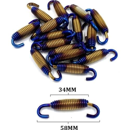 2Pcs Colorful Bluing Gold Motorcycle Retractable Exhaust Middle Pipes Springs Stainless Steel Universal 58mm