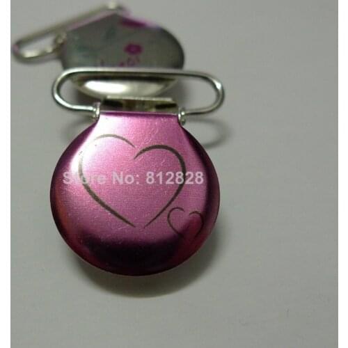 25pcs 1" 25mm Enamel Heart Pink Tone Mitten Clips
