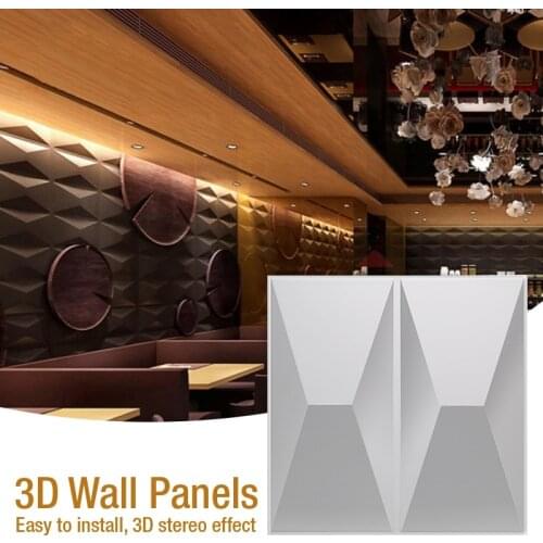 30x30cm 3d Art Plaster Cutting Geometric Diamond Carved Wood Adhesives Bottom Wall 3d Wall Sticker Home Decor Decorative Panel