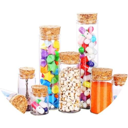 5pcs Mini Empty Glass Transparent Clear Bottles With Cork Stopper Glass Vial Jars Storage Bottle Test Tube Jars