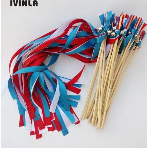 50pcs/lot Blue and Red Wedding Ribbon Wands for wedding decoration