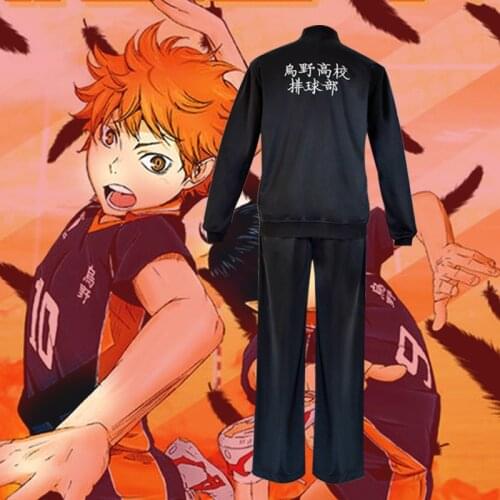 Anime Haikyuu Cosplay Jackets Shoyo Hinata Black Uniforms Karasuno High School Volleyball Club Sportswear Coat For Women Mens