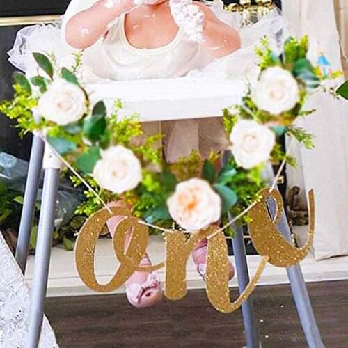 1pcs Baby Shower Supplies Age ONE Banner Paper Pull Hanging Flags For Baby Birthday Party Decoraiton 1st Year Old Decor