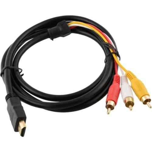 Black) PVC Male to 3RCA Video Audio AV Cable Cord Adapter for TV 1.5m