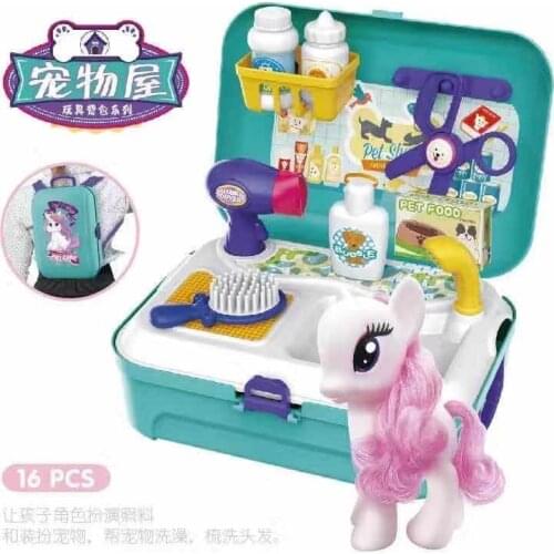 Childrens Simulation Kitchen Cooking Tableware Cosmetic Doctor Tool Set Play House Backpack Box Toy Girls Gift