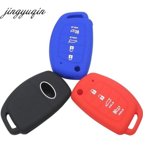 Jingyuqin 30pcs/lot 4 Button Flip Silicone Key Case for HYUNDAI ix45 Santa Fe Remote Key Cover Fob Protected Holder Car Styling