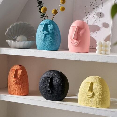 Nordic Ins Abstract Human Face Ceramics Vase Home Decoration Accessories Living Room Dining Table Flower Arrangement Dried Vases