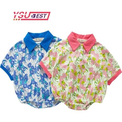 Twin Girls Bodysuit Summer Baby Bodysuit Bat Sleeve Baby Girls Clothes Floral Baby Outfit Newborn Cotton Princess Bodysuits