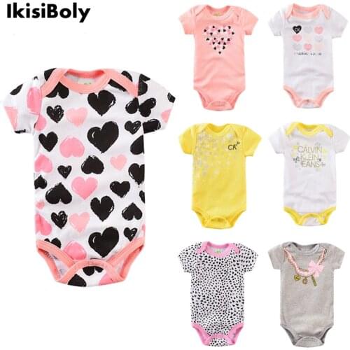 0-3-6-9-12M Summer Short Sleeve Bodysuits for Newborn Baby Infant Girl Cotton Beauty Rompers Clothes Toddlers Cheap Sale Onesies
