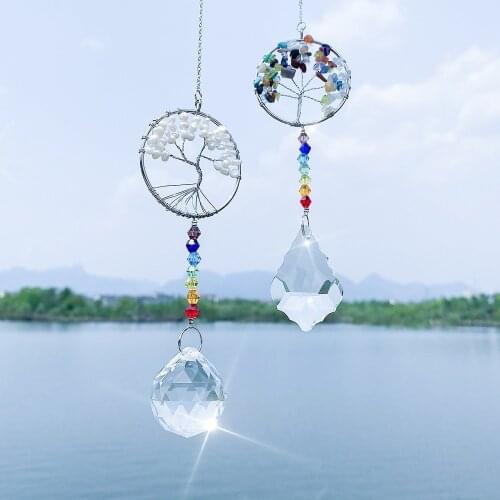 Aurora Borealis Crystal Suncatcher Window Hanging Feng Shui Healing Prism Sun Catcher Rainbow Maker Home Garden Decor