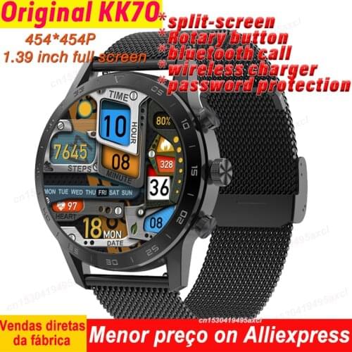 KK70 Smart Watch men BT Call Rotaty Button 454*454P Business IP68 Waterproof Wireless charger Music Playing Smart Watch VS P8