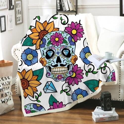 Tiger Skull 3D Digital Print With Lamb Wool Blanket On The Sofa Quilt Cover Travel Bedding Throw Wool Blankets Bedspread For Bed