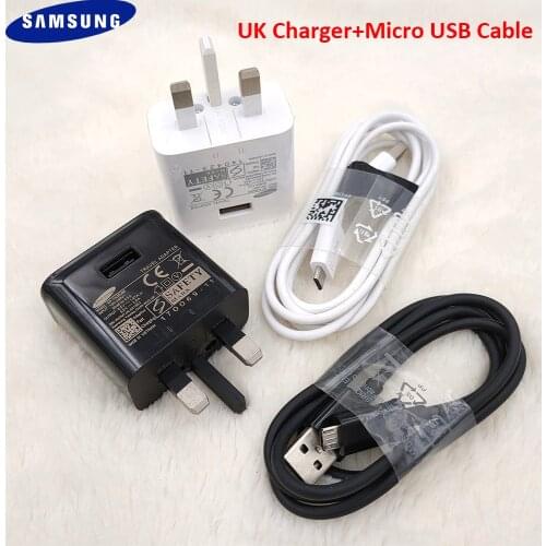 Original Samsung UK Charger Adapter Micro USB Cable 9V/1.67A Fast Charge For Galaxy A3 A5 A7 A9 2016 S6 S7 Edge J3 J4 J6 Plus