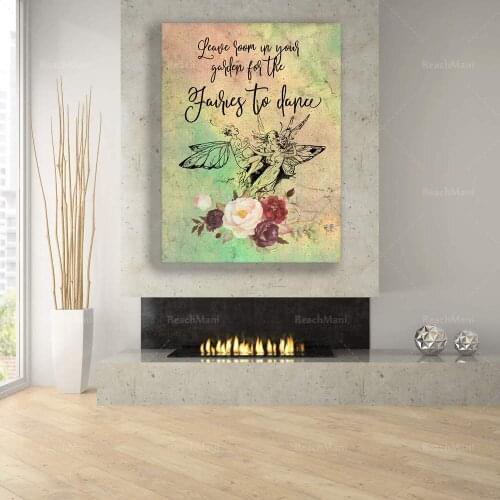 Leave Room In Your Garden For The Fairies To Dance Art Printable | Perfect gift for gardeners! Fairy Quote Porch Wall Decor