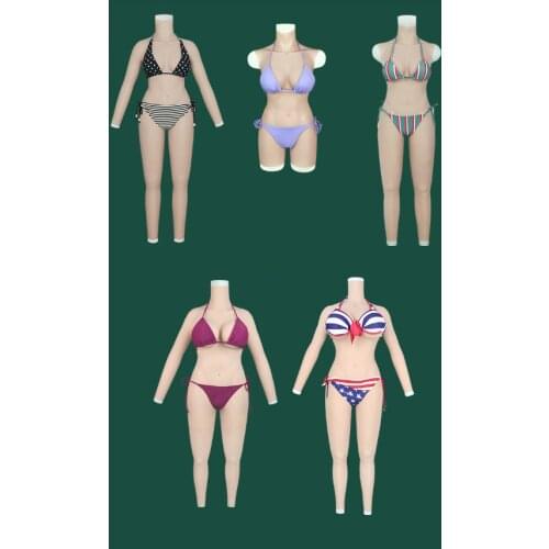 Fake Boobs Transgender Silicone Breast Forms Whole Body Suits with Arms C D G H Cup Boobs Crossdresser Bodysuit Men