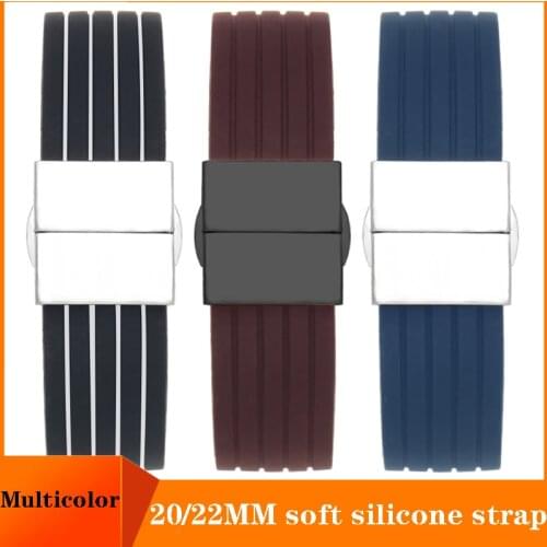 20mm22mm24mm silicone strap soft waterproof sports outdoor striped rubber strap for Seiko Breitling Casio watch Bracelet Belt