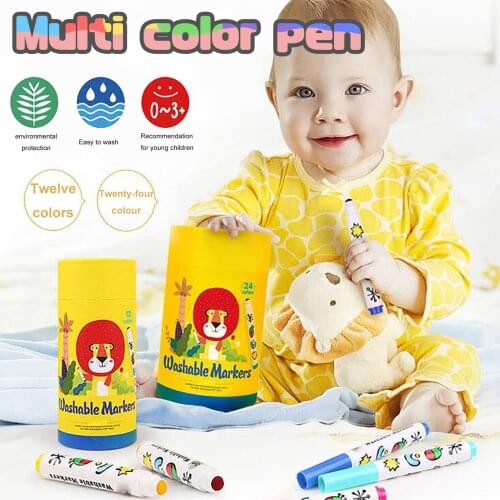 12/24 Colors Baby Graffiti Pen 10ml Safe Non-Toxic Children Pens Can Be Washed Soft-Tip Pens Kids Marker Drawing Set Education