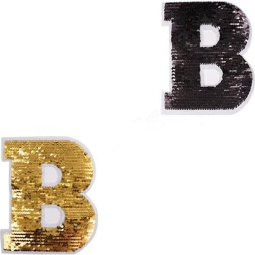 ShinEquin flip the double sided Patches for clothing Fabric Reversible change color sequins Letter Patch T-shirt Sticker