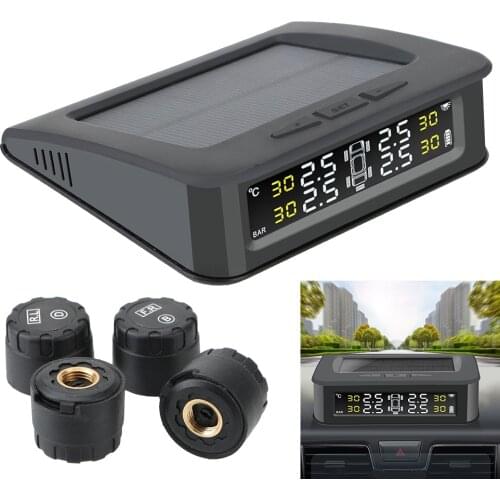 Solar Charge TPMS Display Pressure Control Warning Waterproof 5 Tire External sensors Car Tire Pressure Alarm Monitor System