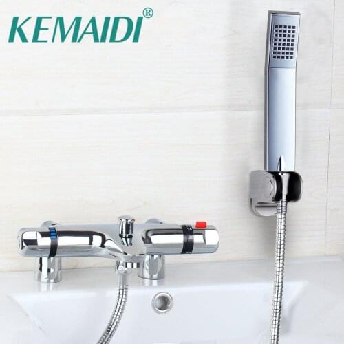 KEMAIDI Bathroom Faucet Chrome Polished Shower Set Hot&Cold Mixers Taps Wall Mounted Rainfall Shower Faucets With Hand Shower