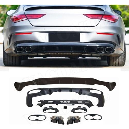 PP Rear Diffuser Bumper Lip Spoiler With Exhaust for Mercedes Benz W118 C118 CLA180 CLA200 CLA250 CLA35 CLA45 AMG 2020 2021