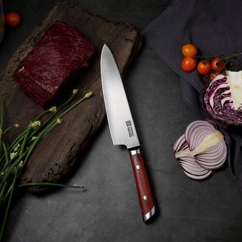 SUNNECKO 8" inch Chef Knife Kitchen Knives High Carbo German 1.4116 Stainless Steel 58HRC Meat Cutting Tools Color Wood Handle