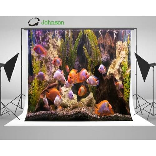 Tropical Freshwater Fish Tank Big Red Coral backdrop polyester or Vinyl cloth High quality Computer print wall Background