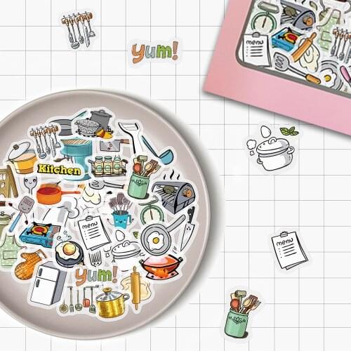 VANMAXX 40 PCS Cookware Cartoon Washi Stickers Waterproof Decal for Scarpbook Diary Stationery Album Kids Girls Sticker