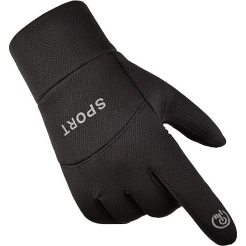 Unisex Waterproof Winter Gloves Cycling Cold-proof Fluff Warm Black Gloves Touchscreen Cold Weather Windproof Anti Slip Glove