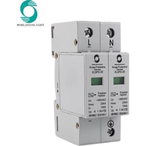 XLSPD-20 2P 10KA~20KA ~385VAC SPD House Surge Protector Protective Low-voltage Arrester Device 1P+N Lightning protection AC SPD