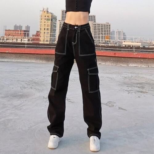 Women Loose Fashion Straight Wide Leg Jeans Trendy Hip Hop Style High Waist Relaxed Fit Denim Pants