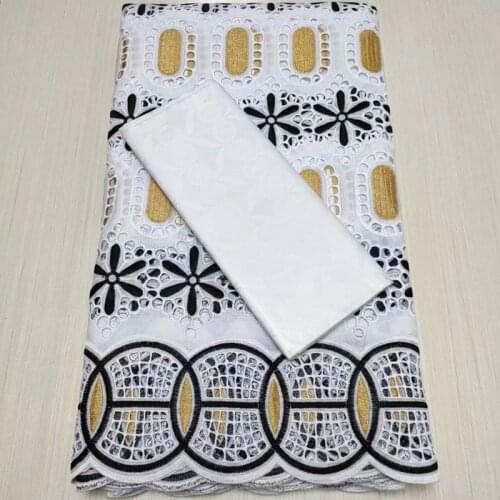 Party Q African Nigerian Tulle Lace Fabric Prom Dress Damask Party Gown Swiss Cotton 2.5Yards+2.5Yards Bazin