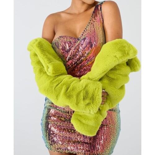 Turndown Collar Long Sleeve Women Winter Warm Coat Faux Fur Coats Crop Tops Short Jacket Sexy Club Outwear Ladies Apprael 2018