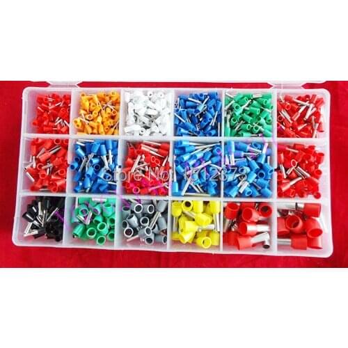 1402pcs insulated cord end terminal block wire ferrulesE0506-E16-12 suit cable 0.5-16mm2