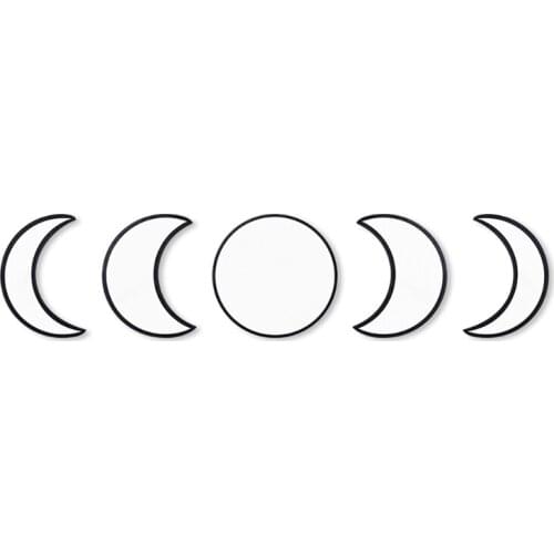 5pcs Moon Phase Decorative Mirror Wall Stickers Wall Decal Home Decor Poster