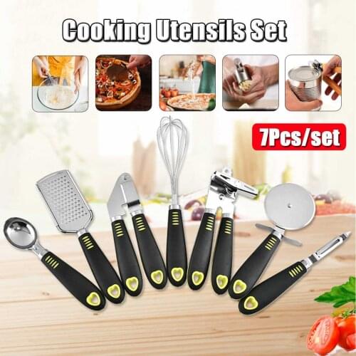 7pcs Cooking Tools Set Premium Stainless Steel Kitchen Cooking Utensils Set Grater Ball Digger Garlic Press Turner Kitchen Tools