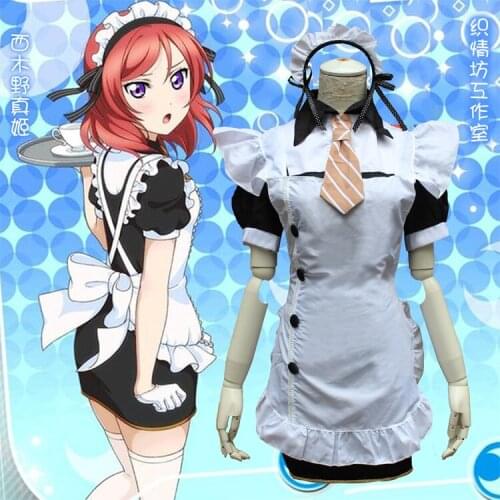 Anime LoveLive! COSPLAY Maki Nishikino COS Halloween cosplay Black and white maid outfit Costumes