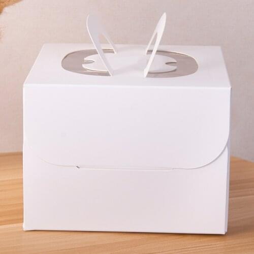 8 Inch White Baking Box European-Style Cake Food Box Hot Pressing Process Thick Christmas Gift Bag Dessert Decorating Tools