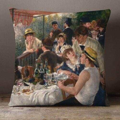 The Luncheon of the Boating Party Cushion Covers Impressionism Pillow Case 45X45cm Linen Polyester Sofa Decoration
