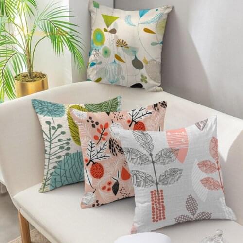 Fuwatacchi Plants Leaves Print Seat Cushion Cover Skin-friendly Throw Pillow Car Home Decoration Decorative Back Pillowcase