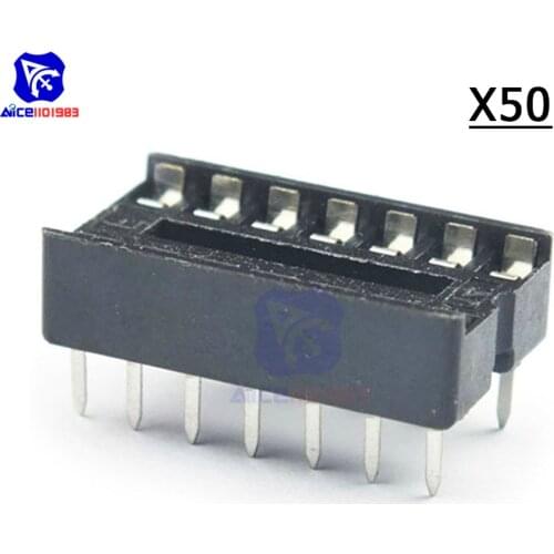 Diymore 50PCS/Lot IC Socket DIP-14 14 Pins Adapter Solder Type Socket DIP-14