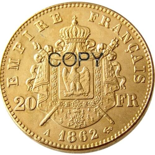 France 20 Francs 1862A Gold Plated Copy Coin