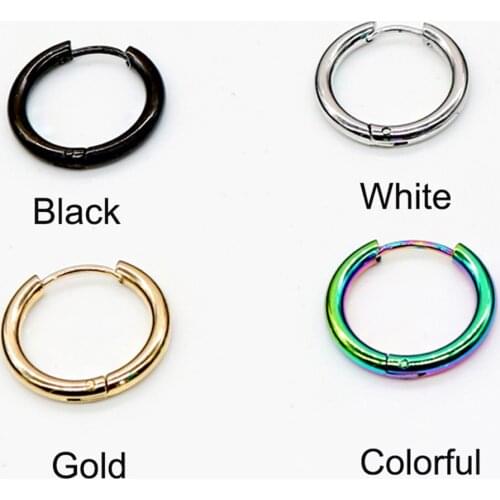 2021 Hot Sale Round Titanium Steel Circle Men Women Earring Diameter 10/12/14mm Unisex Multicolor Jewelry Wholesale Dropshipping