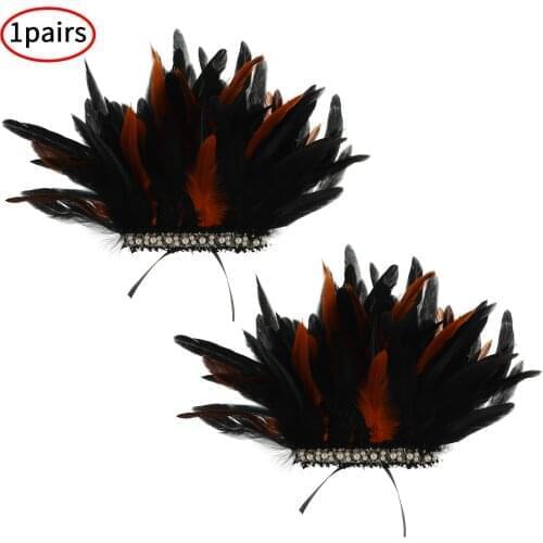 Gothic Natural Real Feathered Epaulet Shrug Cape for Halloween Parties Stage Performence Costume Decoration Feathered Badges