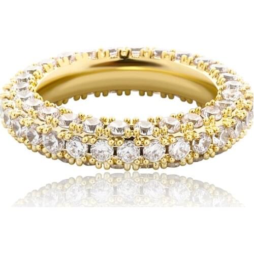JINAO The Fashion 5mm Single Row Of Zironia Ring Three Colors Iced Out Micro CZ Paved Hip Hop Jewelry Gift For Women Men